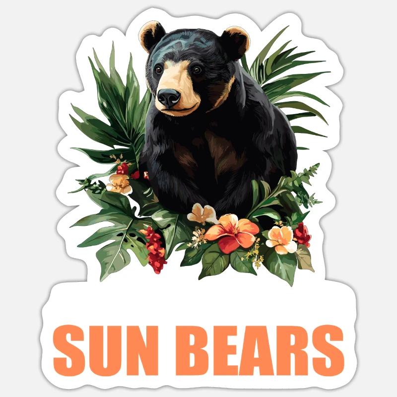 Ours du Soleil Ours Malais - Sticker taille S (10 x 10 cm) - blanc mat