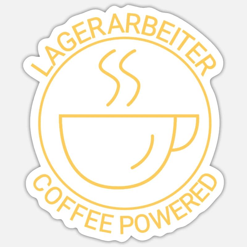Employé d’entrepôt alimenté par le café - Sticker taille S (10 x 10 cm) - blanc mat