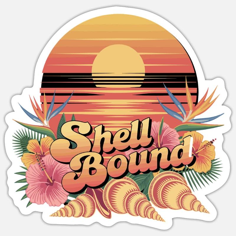 Shell Bound Tropical Sunset Landscape Sticker size S (10 x 10 cm)