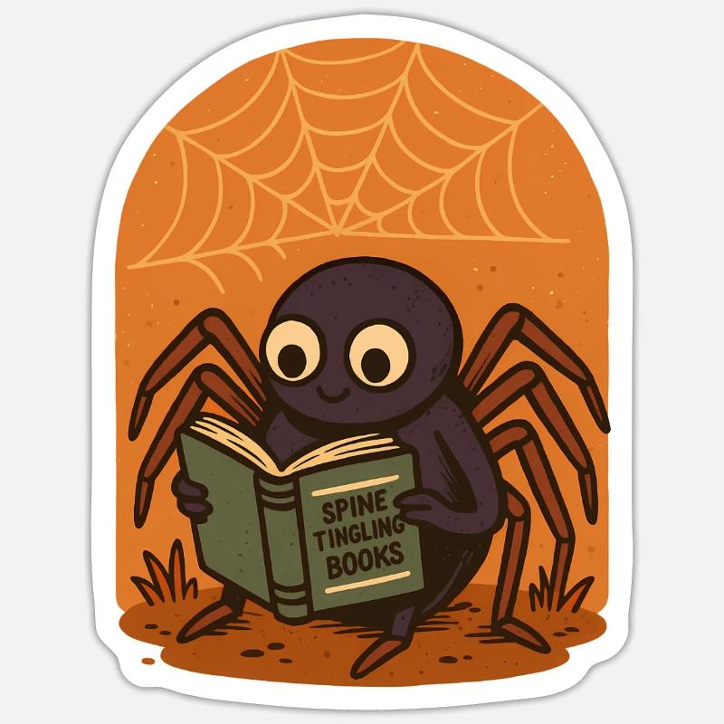 Spider reader insect design with sunset - Sticker size S (10 x 10 cm) - white matte