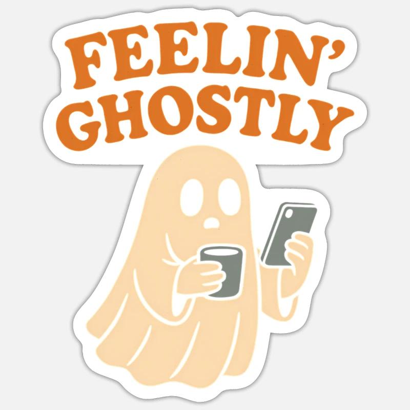Felling Ghostly Design mit Smartphone - Sticker Größe S (10 x 10 cm) - Mattweiß