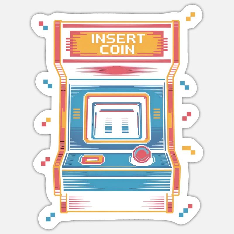 Insert Coin Retro Arcade Game Hall Pixel Sticker size S (10 x 10 cm)