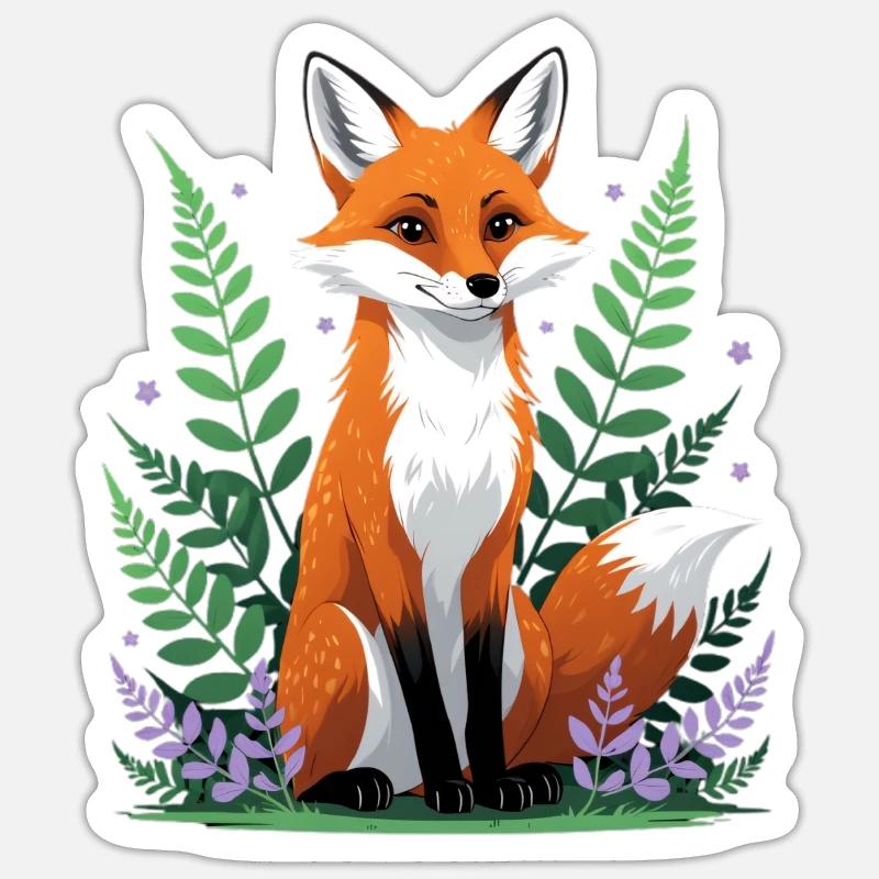 Wald-Fuchs mit Blumen und Blättern - Sticker Größe S (10 x 10 cm) - Mattweiß
