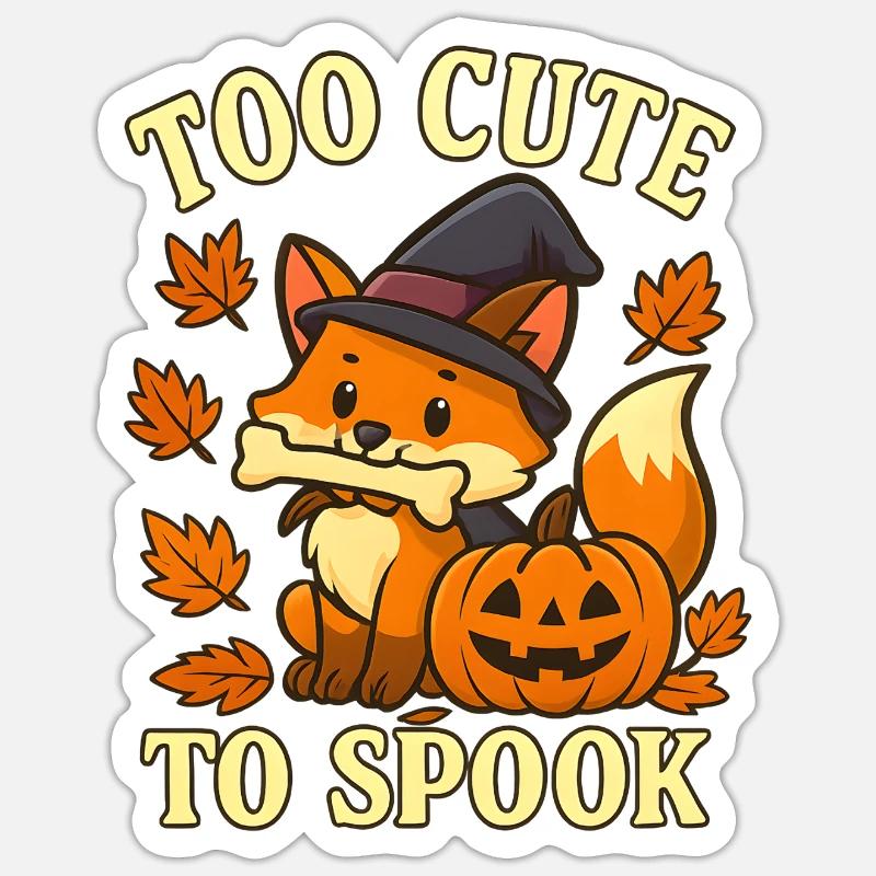 Witch Fox – Too Cute To Spook - Sticker size S (10 x 10 cm) - white matte