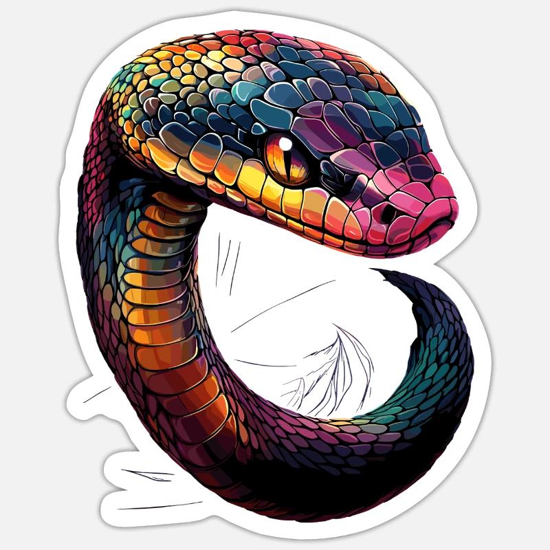 snake, python, cobra, rattlesnake, snakes - Sticker size S (10 x 10 cm) - white matte