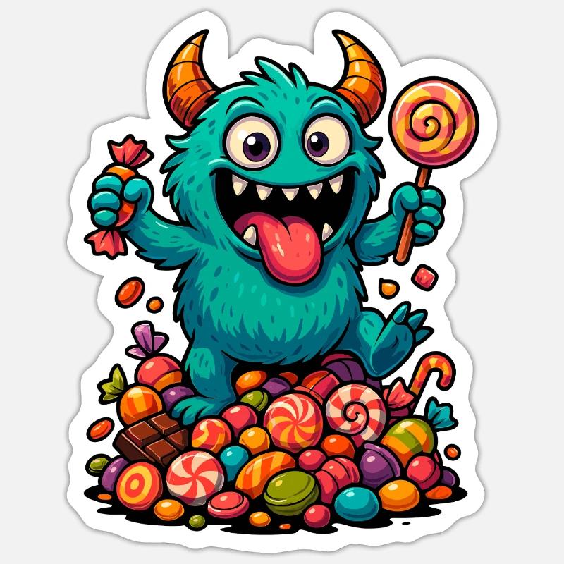 Playful troll artwork with sweets Sticker size S (10 x 10 cm)