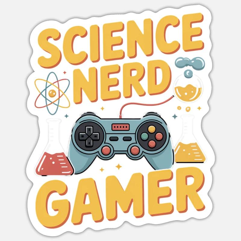 Science Nerd Gamer Controller Chemie Physik - Sticker Größe S (10 x 10 cm) - Mattweiß