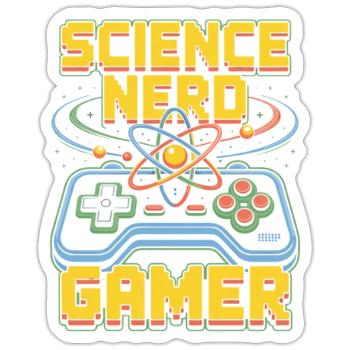 Science Nerd Gamer Atom Controller Wissenschaft - Sticker taille S (10 x 10 cm) - blanc mat - Devant