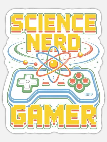 Science Nerd Gamer Atom Controller Wissenschaft - Sticker taille S (10 x 10 cm) - blanc mat
