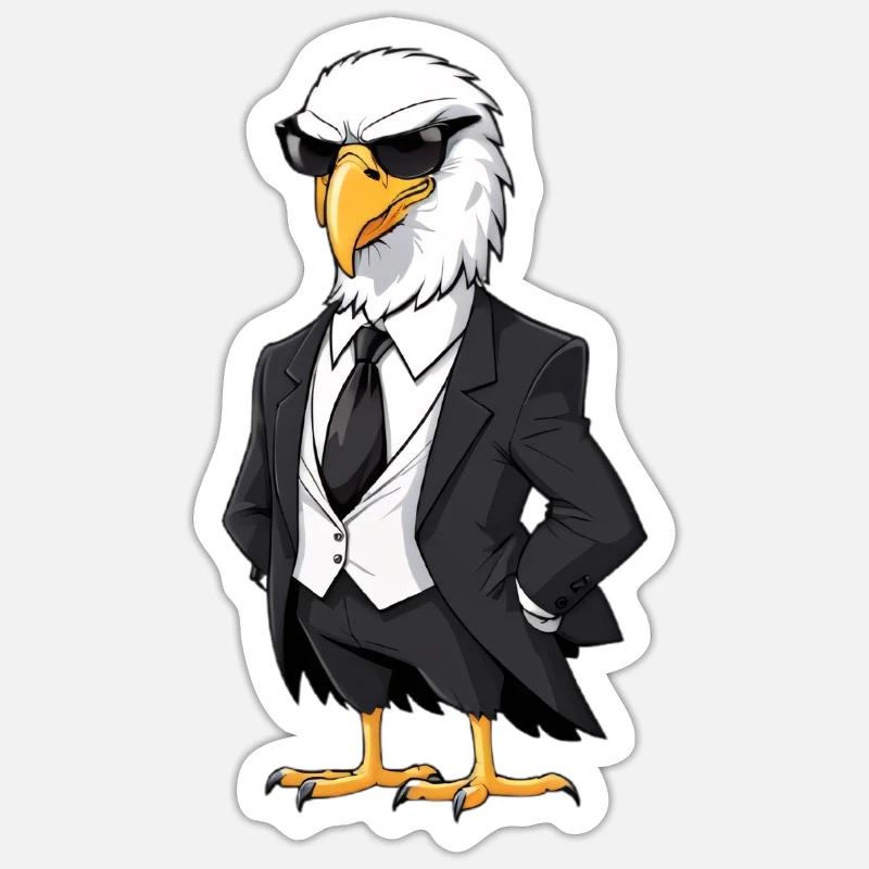 Elegant eagle in suit - Sticker size S (10 x 10 cm) - white matte