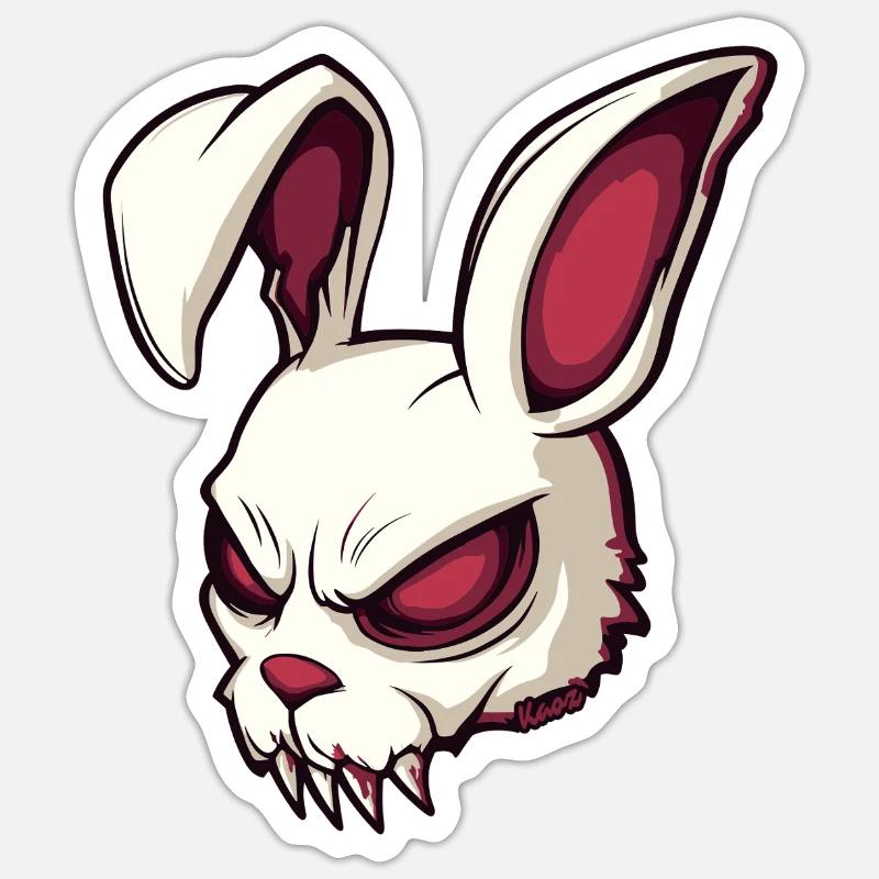 Illustration de crâne de lapin maléfique - Sticker taille S (10 x 10 cm) - blanc mat