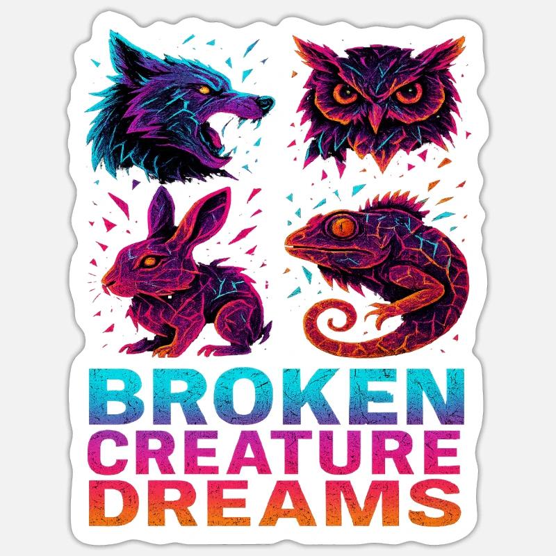 Bizarre Abstrakte Tiere Broken Creatures Sticker Größe S (10 x 10 cm)