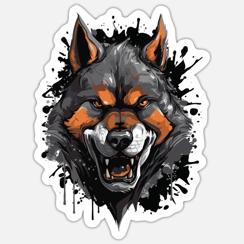 Wolf Wilderness - Sticker taille S (10 x 10 cm) - blanc mat