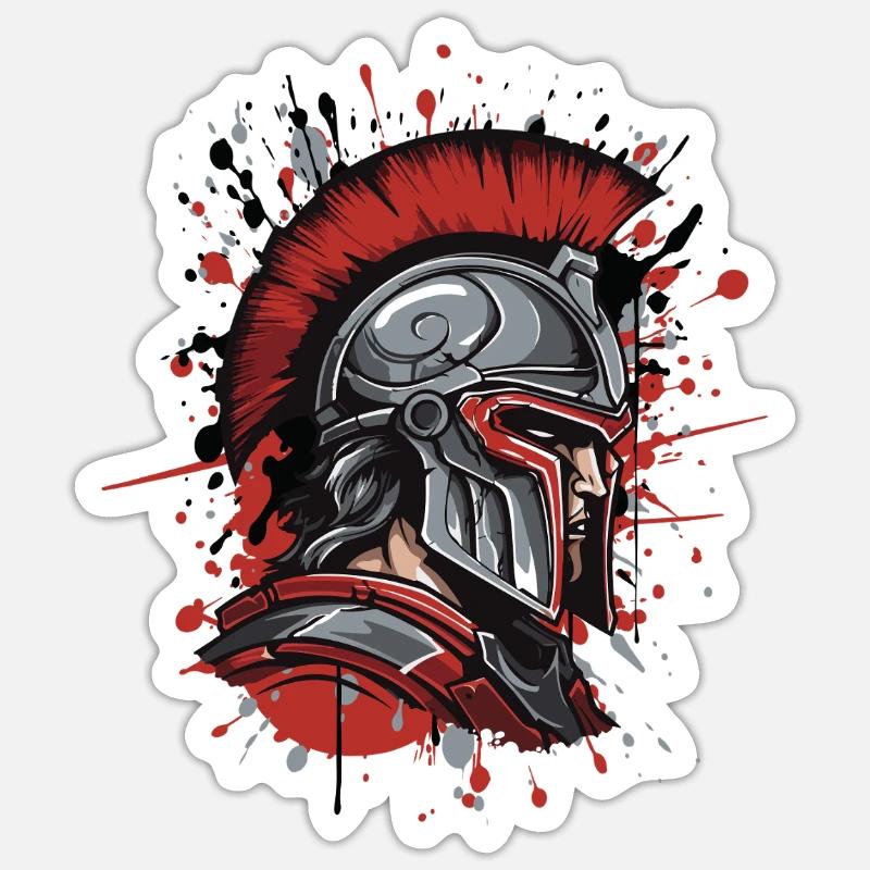 Casque Spartiate Gladiator - Sticker taille S (10 x 10 cm) - blanc mat