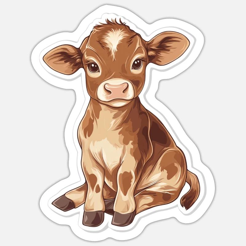 Kuh - Sticker størrelse S (10 x 10 cm) - mat hvid