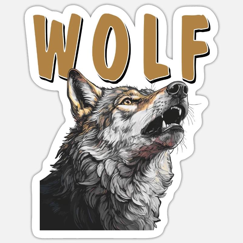 Loup - Sticker taille S (10 x 10 cm) - blanc mat