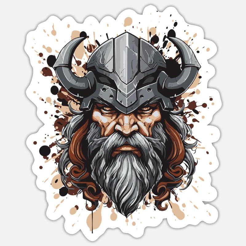 Wikinger Krieger - Sticker Größe S (10 x 10 cm) - Mattweiß