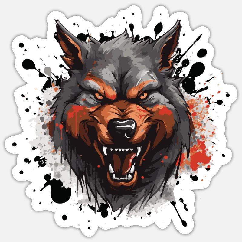 Wolf Tier - Sticker Größe S (10 x 10 cm) - Mattweiß