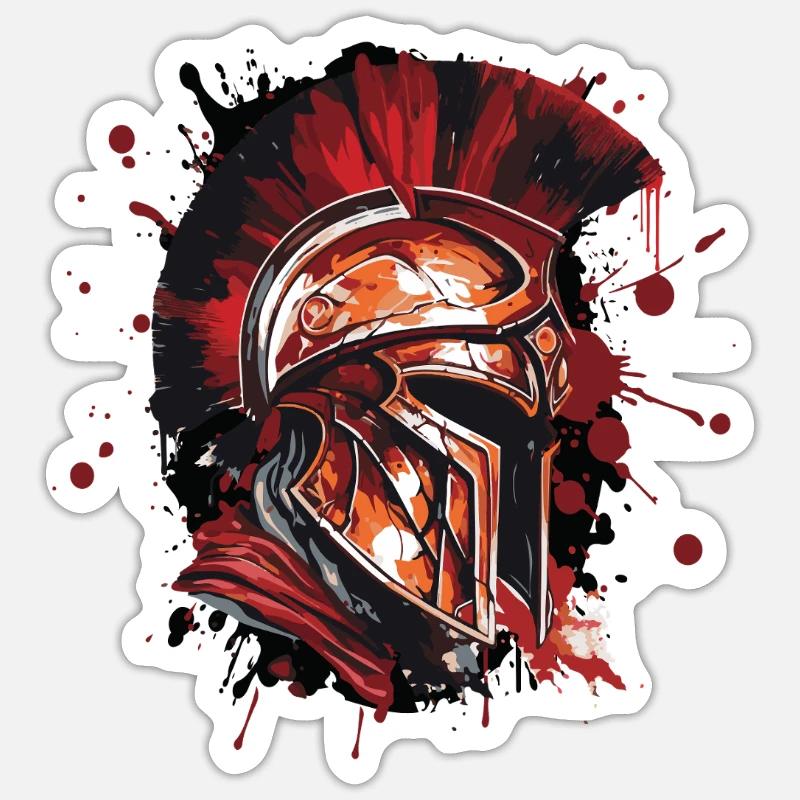 Spartaner Helm Krieger Gladiator - Sticker Größe S (10 x 10 cm) - Mattweiß