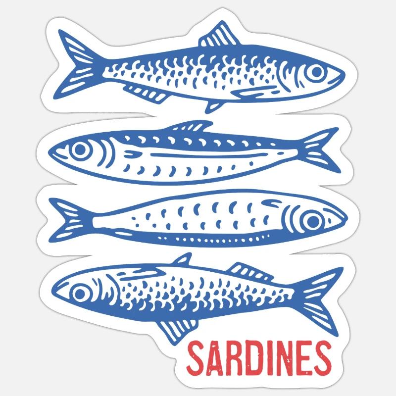 Sardines - Sticker taille S (10 x 10 cm) - blanc mat
