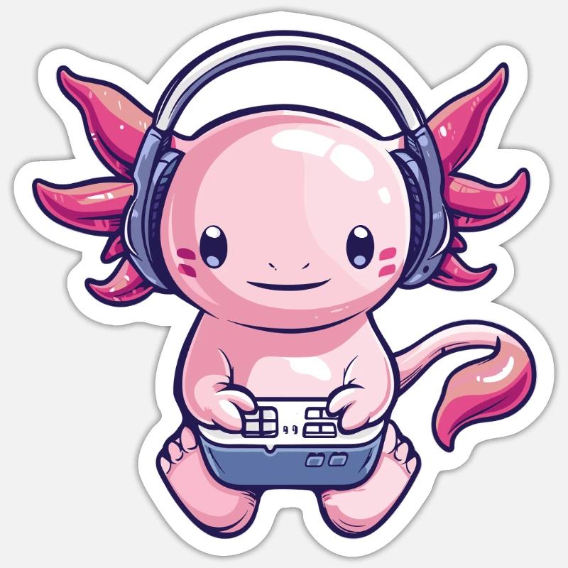 Creative Axolotl gaming - Sticker size S (10 x 10 cm) - white matte