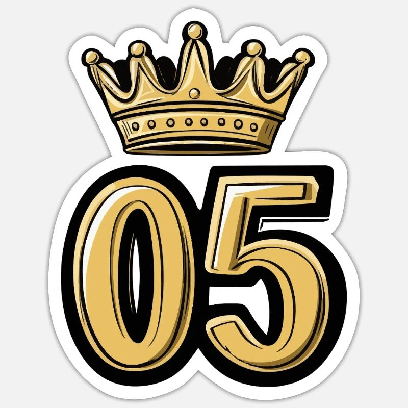 Couronne à 5 chiffres - Sticker taille S (10 x 10 cm) - blanc mat