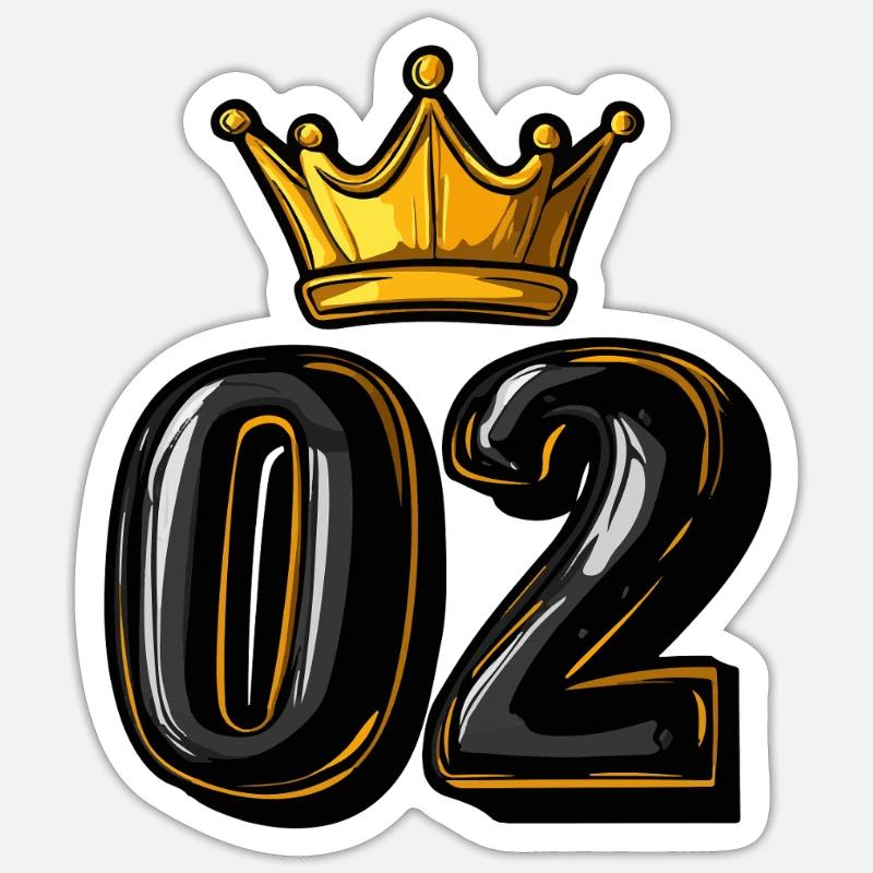Couronne à 2 chiffres - Sticker taille S (10 x 10 cm) - blanc mat