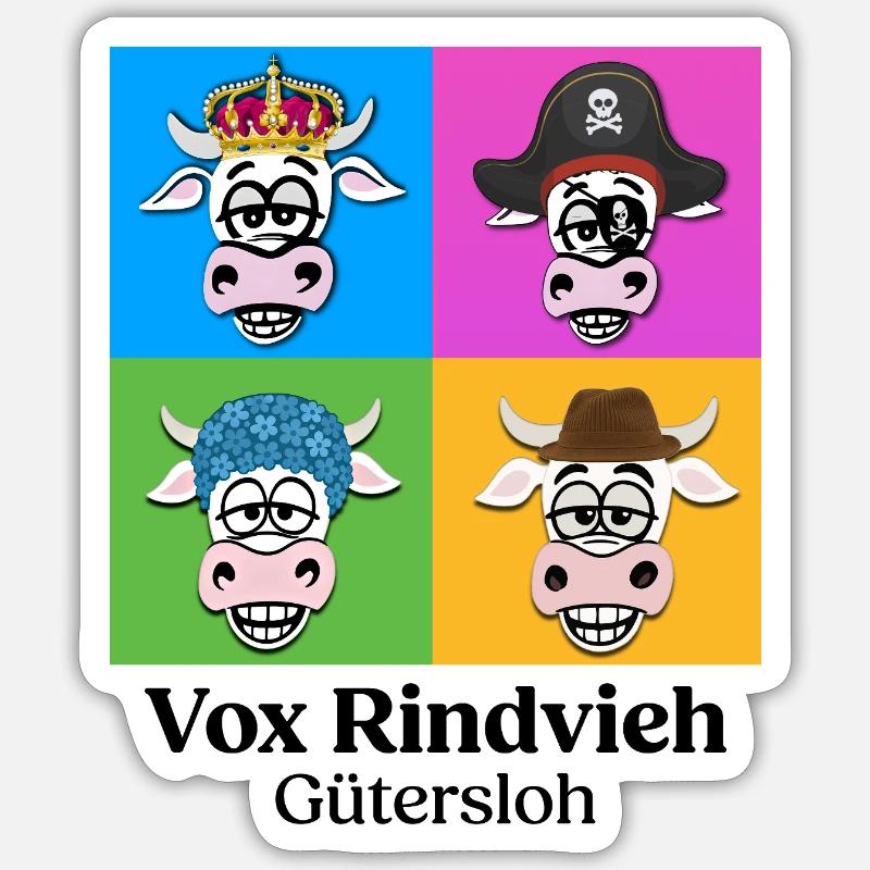 Cow Quartet VR with Text - Sticker size S (10 x 10 cm) - white matte