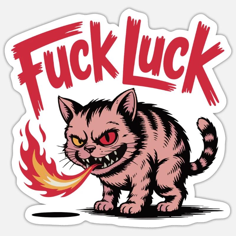 Fiery Cat with Bold Text Design - Sticker size S (10 x 10 cm) - white matte