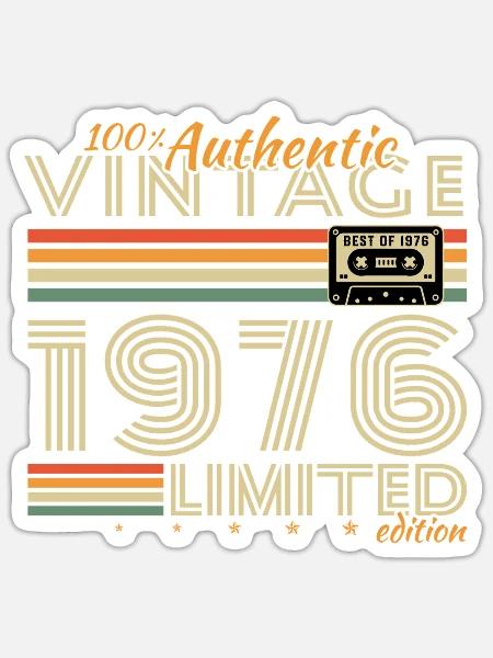 Original 1976 Jahrgang Vintage Geburtstag Retro - Sticker Größe S (10 x 10 cm) - Mattweiß