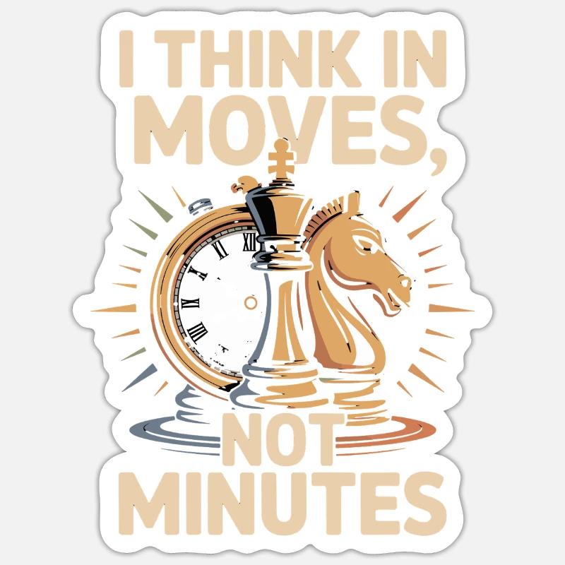 Je pense en coups, pas en minutes Motif d’échecs - Sticker taille S (10 x 10 cm) - blanc mat