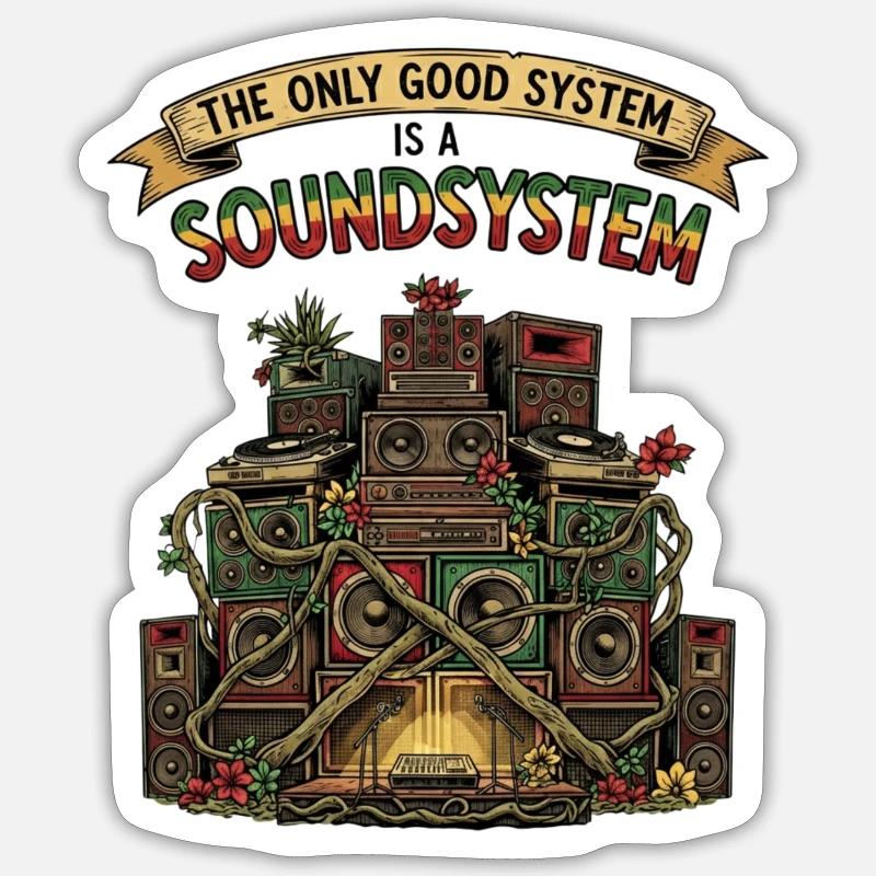 Sound System Collage Dub Reggae - Sticker Größe S (10 x 10 cm) - Mattweiß