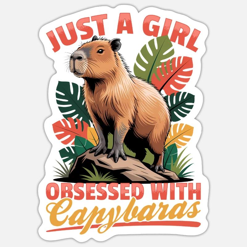 Funny Capybara - Sticker Größe S (10 x 10 cm) - Mattweiß