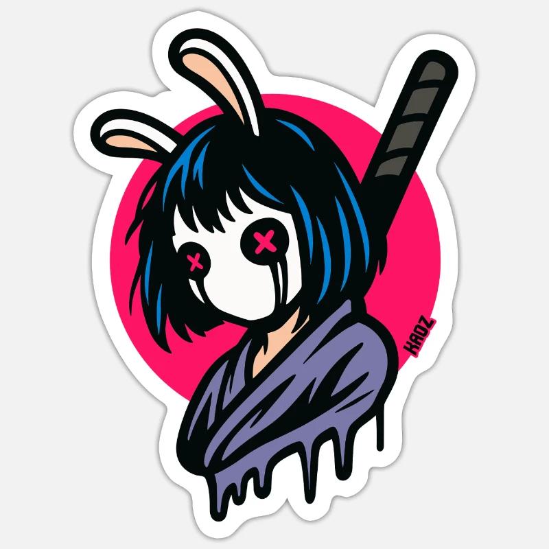Bunny Masks Samurai Warrior Sticker size S (10 x 10 cm)