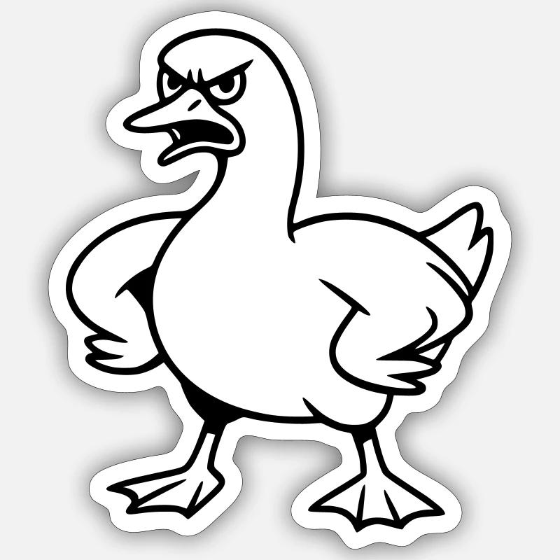Wütende Gans - Sticker Größe S (10 x 10 cm) - Mattweiß