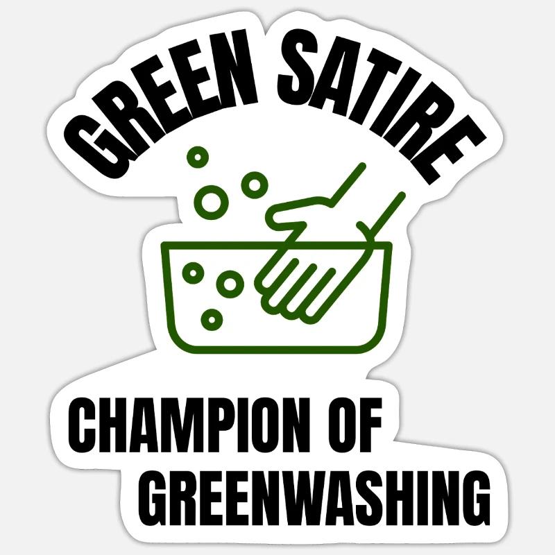 Satire verte - Championne de l’écoblanchiment - Sticker taille S (10 x 10 cm) - blanc mat