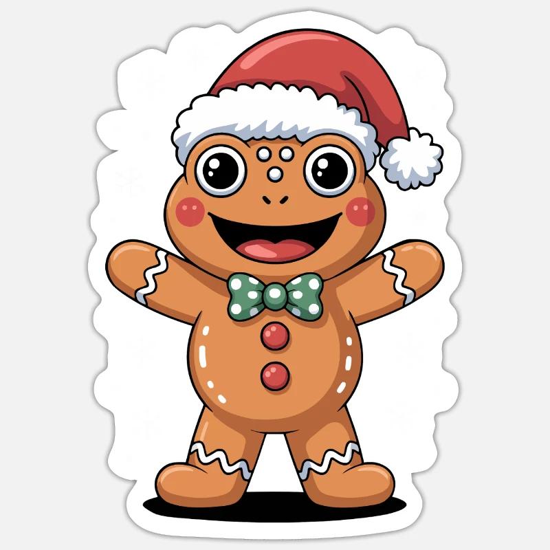 Grenouille de Noël Dessin animé d’hiver - Sticker taille S (10 x 10 cm) - blanc mat