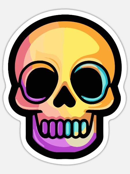 Totenkopf Bunt - Sticker Größe S (10 x 10 cm) - Mattweiß
