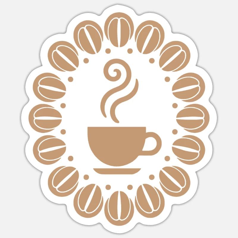 Coffee Cup with Coffee Beans Caffeine - Sticker size S (10 x 10 cm) - white matte