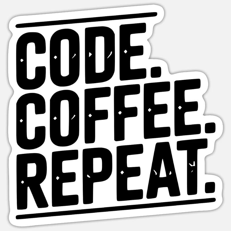 Code Coffee Repeat Sticker size S (10 x 10 cm)