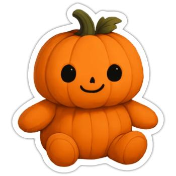 Niedlicher Kürbis-Teddybär freundlichem Gesicht - Sticker Größe S (10 x 10 cm) - Mattweiß - Vorne