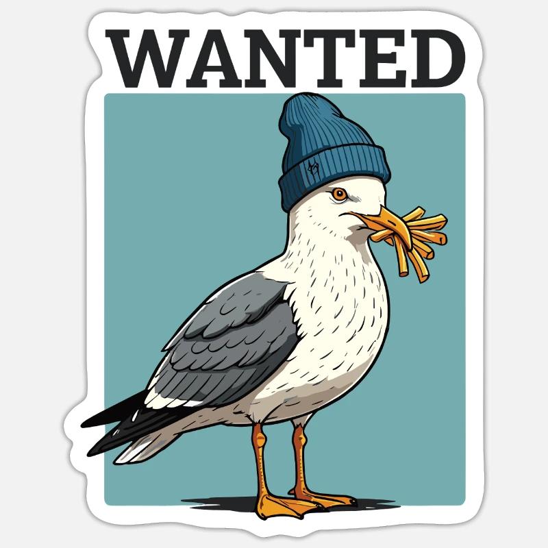 Gesuchte Möwe Mit Pommes Sticker Größe S (10 x 10 cm)