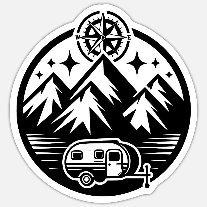 Camping - Sticker taille S (10 x 10 cm) - blanc mat