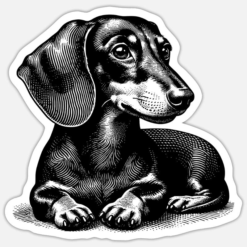 Teckel - Sticker taille S (10 x 10 cm) - blanc mat