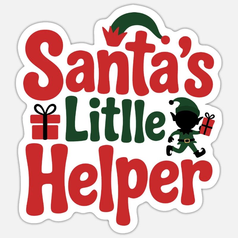 Weihnachtsmanns kleiner Helfer Weihnachtsdesign - Sticker Größe S (10 x 10 cm) - Mattweiß