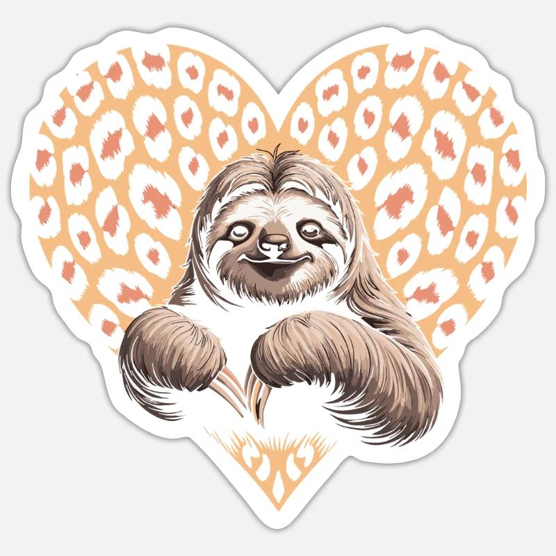 Faultier mit Leomuster - Sticker Größe S (10 x 10 cm) - Mattweiß