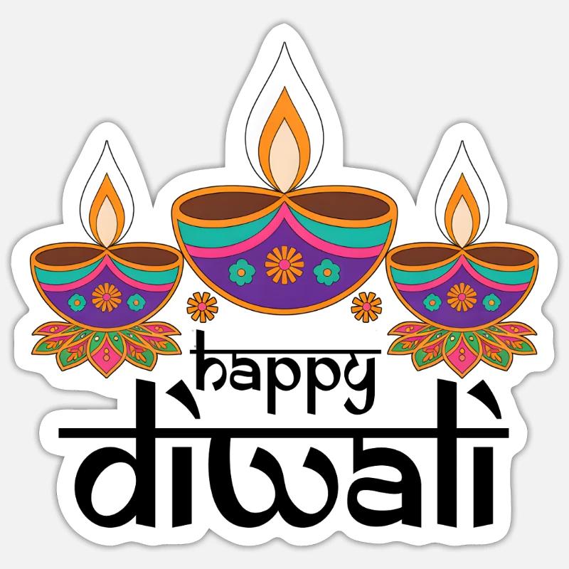 Three Colorful Diyas Feast Patterns Sticker size S (10 x 10 cm)