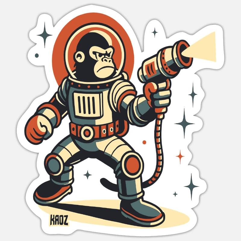 Space Monkey astronaute Blaster laser Sticker taille S (10 x 10 cm)