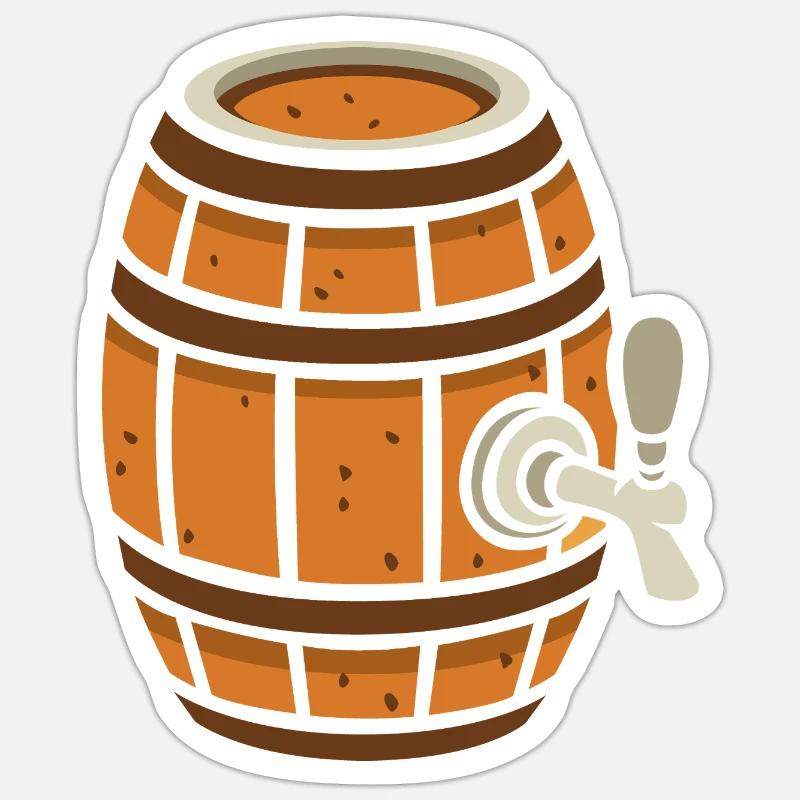 Rustic Beer Barrel Cartoon Sticker size S (10 x 10 cm)