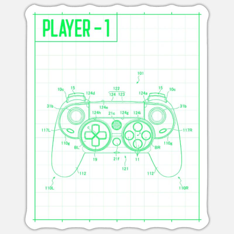 Player1 Blueprint Controller Neon - Sticker size S (10 x 10 cm) - white matte
